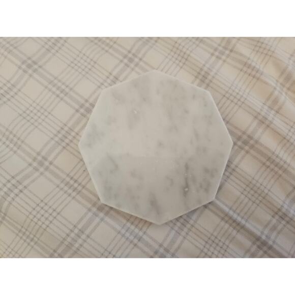 NIB D'Eco White Carrara Marble Coasters & Rose Gold Coaster Holder, Set of 5 - Picture 6 of 13